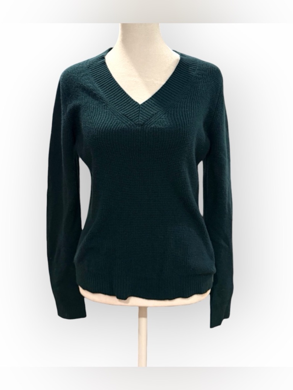 Kinross Cashmere Sweater Womens XS Green V Neck 100% Cashmere Soft Luxury